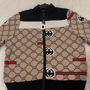 Others Follow Tan and Black Geometric Cardigan